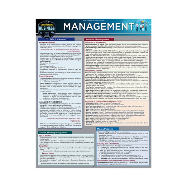 Management - Quick Study Guide