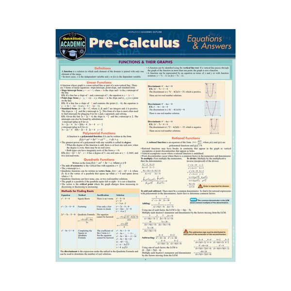 Precalculus Equations And Answers - Quick Study Guide